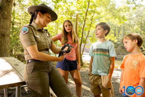 Park ranger with children