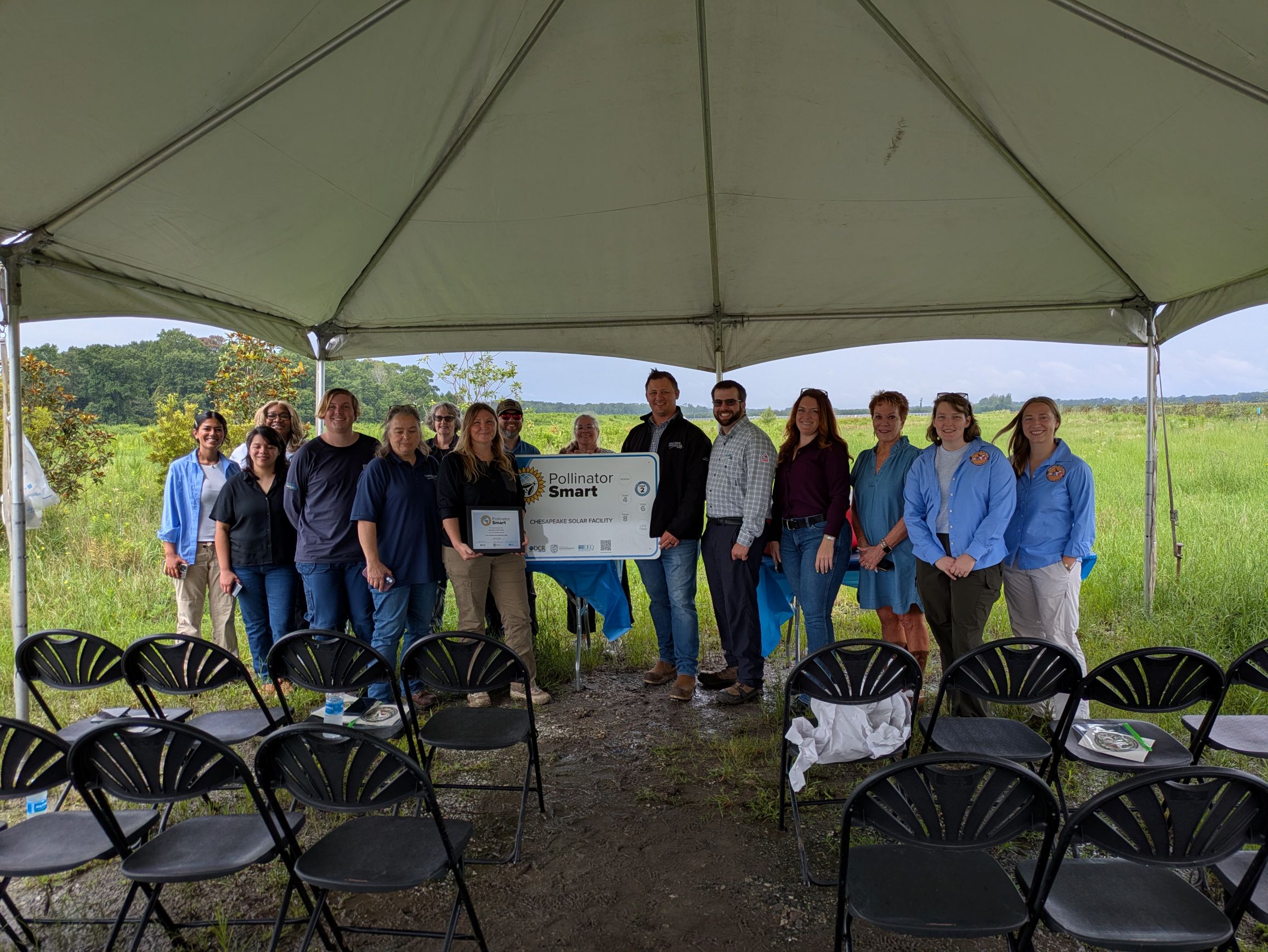 Chesapeake Solar two-year monitoring certification, July 2026 group photo Chesapeake Solar