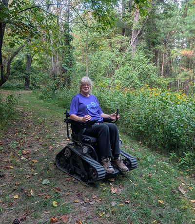 Sharon Lynn Ramsey uses the All-Terrain wheelchair at Claytor Lake State Park