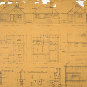 Blueprints for a cabin at First Landing State Park