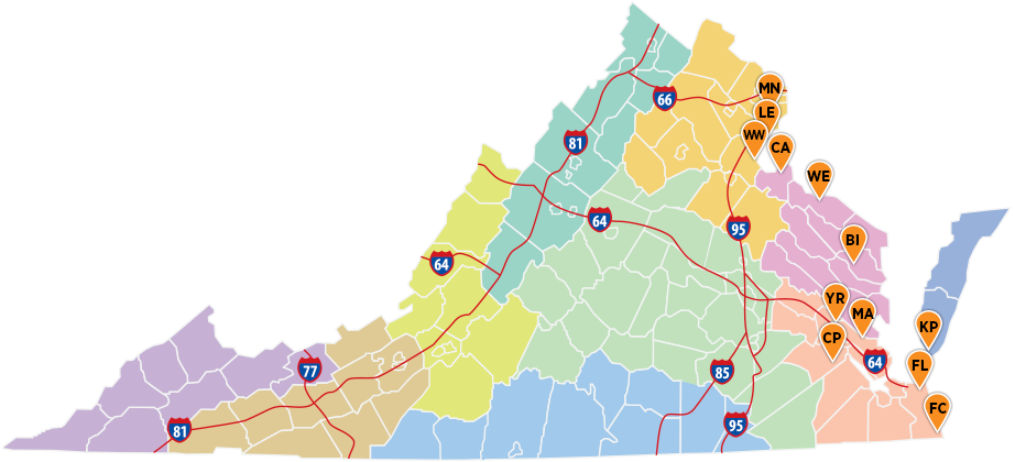 Map of coastal hiking parks