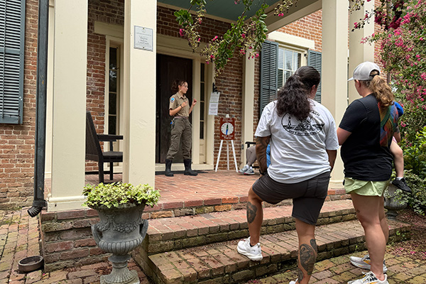 Ranger giving a talk with visitors